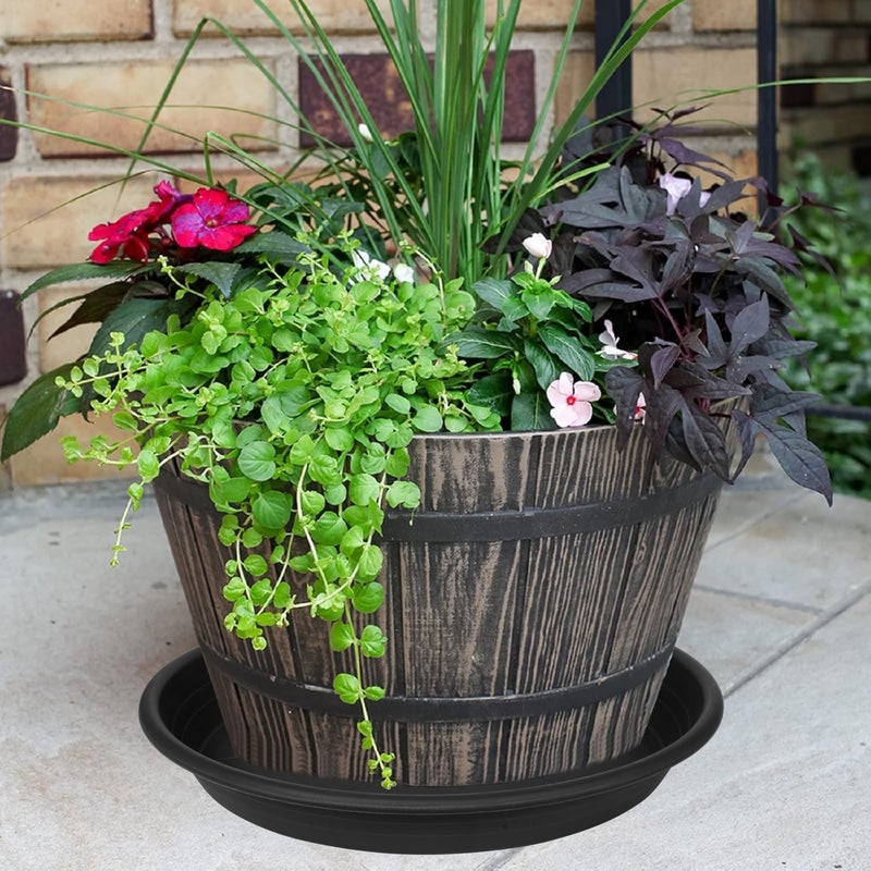 Grjoprt 2 Pack of 19 inch Plant Saucer, 2.4" Depth Large Plant Saucer, Heavy Sturdy Plant Drainage Tray for Indoors, Bird Bath Bowls, Sturdy 18 inch Plastic Pot Tray for Planter 15-19"(Black) - Image 5